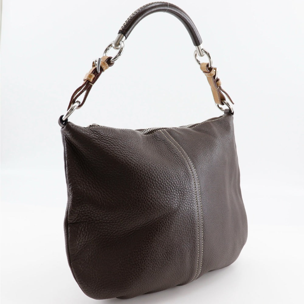 PRADA Shoulder Bag Calfskin Brown one belt Women Used Authentic