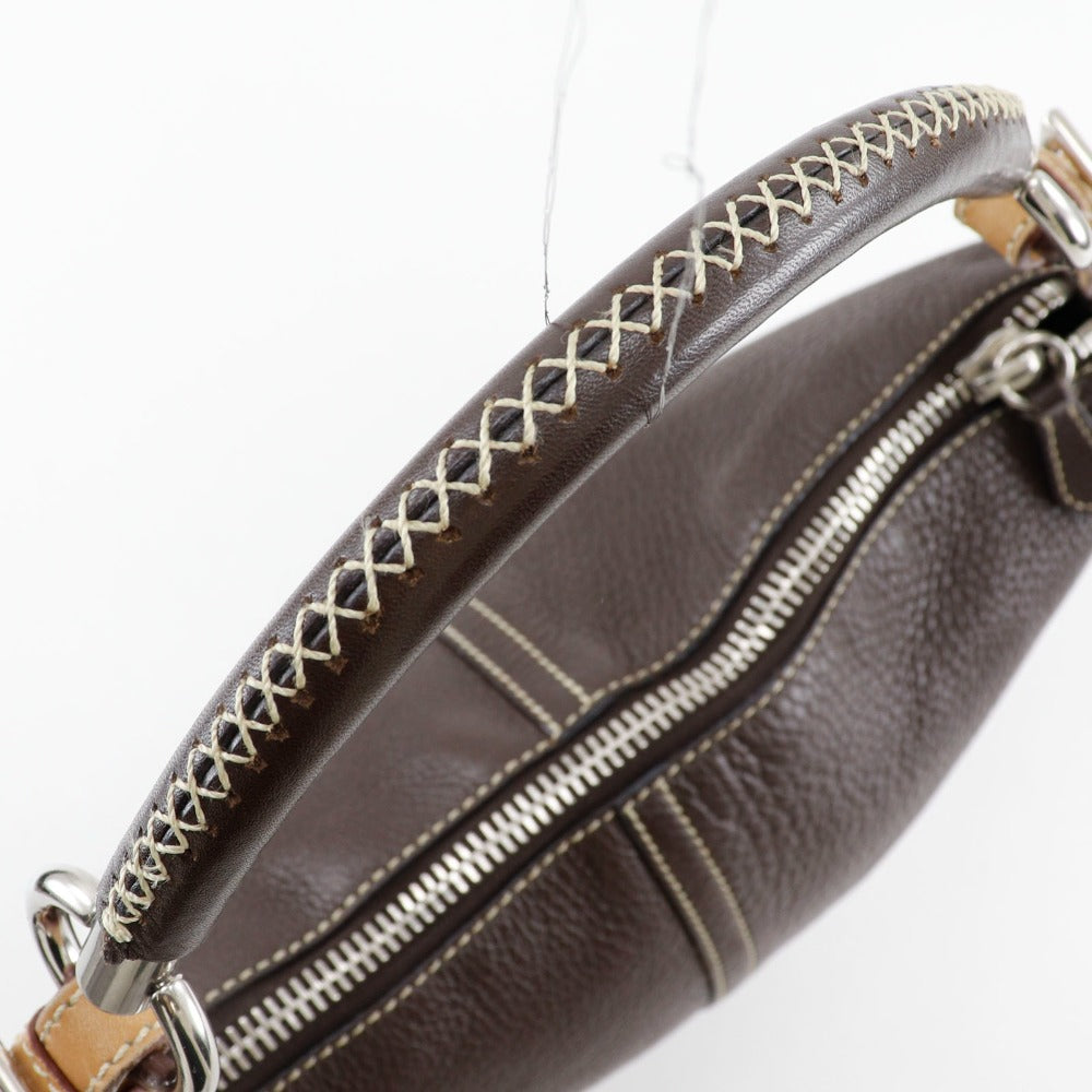 PRADA Shoulder Bag Calfskin Brown one belt Women Used Authentic