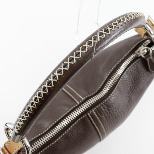 PRADA Shoulder Bag Calfskin Brown one belt Women Used Authentic