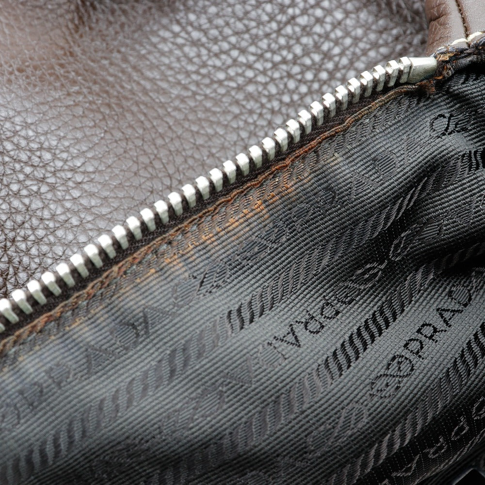 PRADA Shoulder Bag Calfskin Brown one belt Women Used Authentic