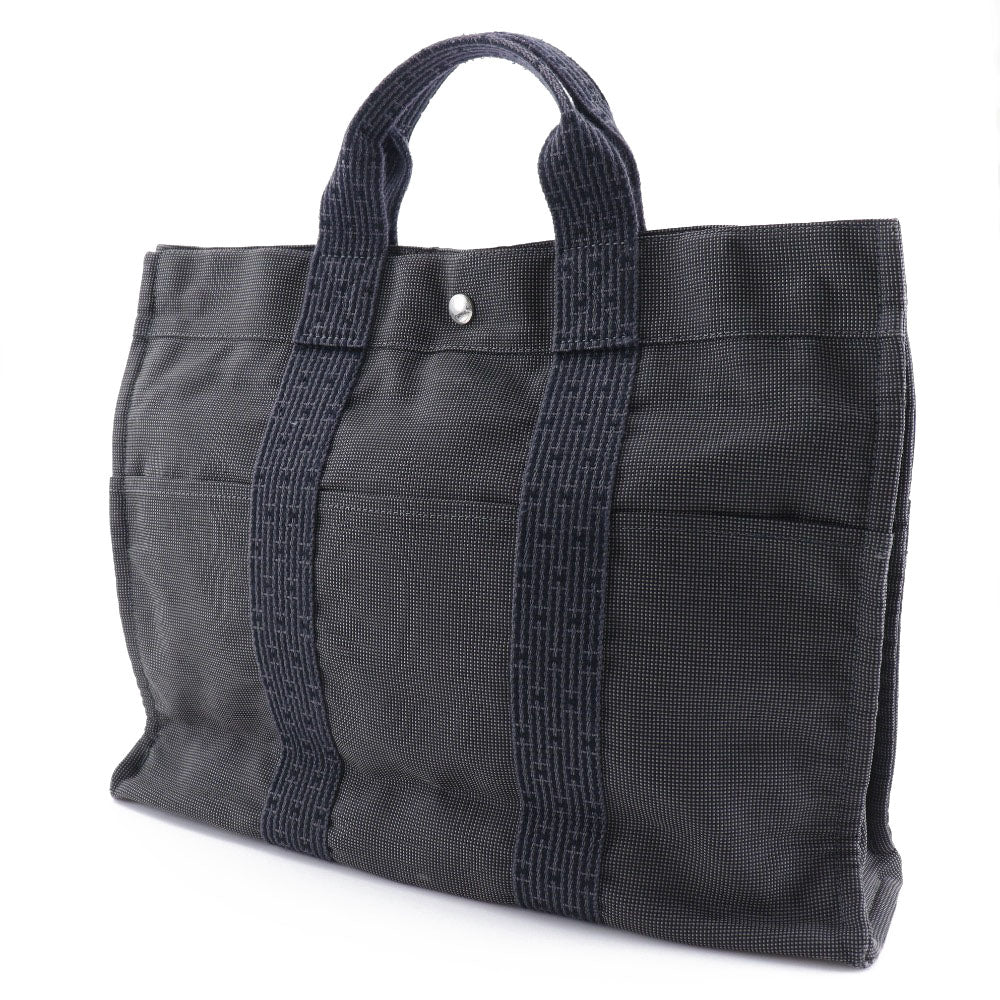 HERMES Handbag Nylon canvas gray Her LineTote MM mens(Unisex) Used Authentic