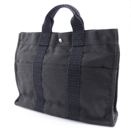 HERMES Handbag Nylon canvas gray Her LineTote MM mens(Unisex) Used Authentic