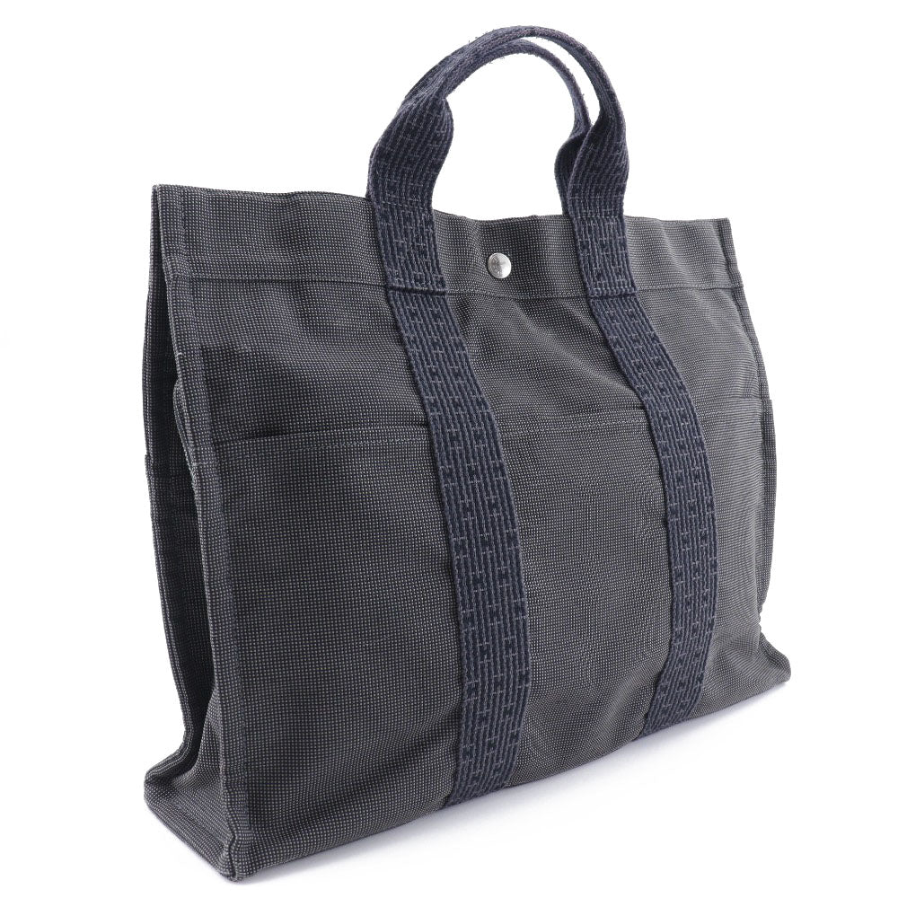 HERMES Handbag Nylon canvas gray Her LineTote MM mens(Unisex) Used Authentic