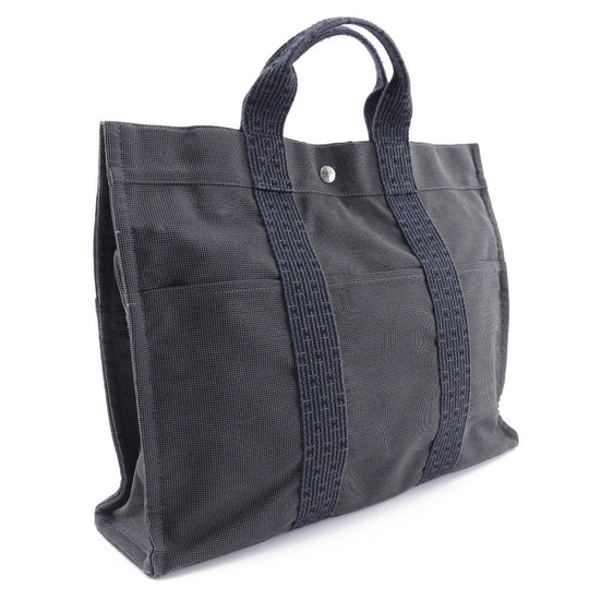 HERMES Handbag Nylon canvas gray Her LineTote MM mens(Unisex) Used Authentic