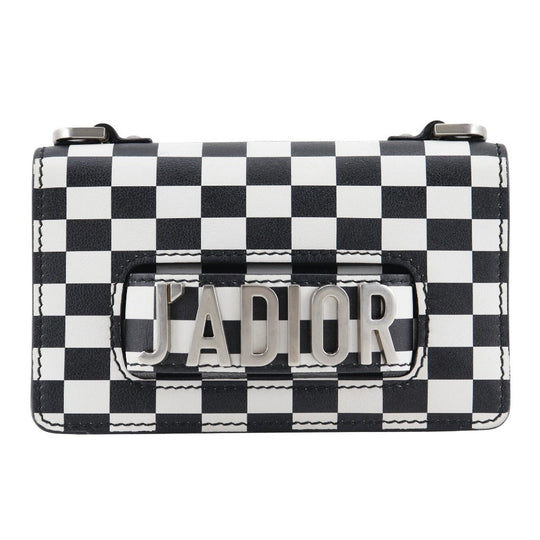 Christian Dior Shoulder Bag Calfskin Black / white 2-way clutch Jadior Women Used Authentic