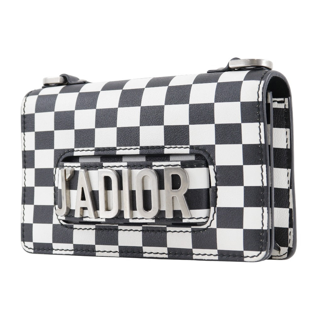 Christian Dior Shoulder Bag Calfskin Black / white 2-way clutch Jadior Women Used Authentic