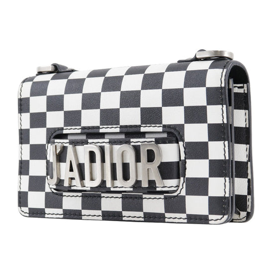 Christian Dior Shoulder Bag Calfskin Black / white 2-way clutch Jadior Women Used Authentic