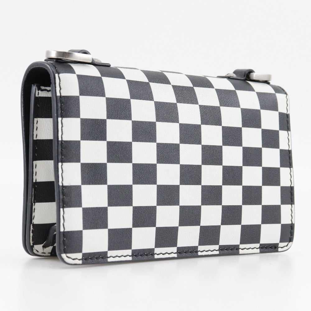 Christian Dior Shoulder Bag Calfskin Black / white 2-way clutch Jadior Women Used Authentic