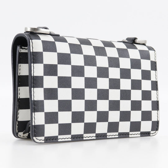Christian Dior Shoulder Bag Calfskin Black / white 2-way clutch Jadior Women Used Authentic