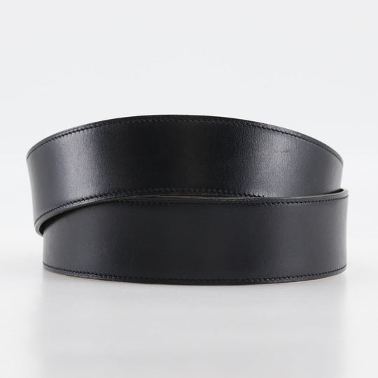 HERMES belt Plated Gold , Calfskin black reversible vintage Chene Dunkle mens 85 Used Authentic