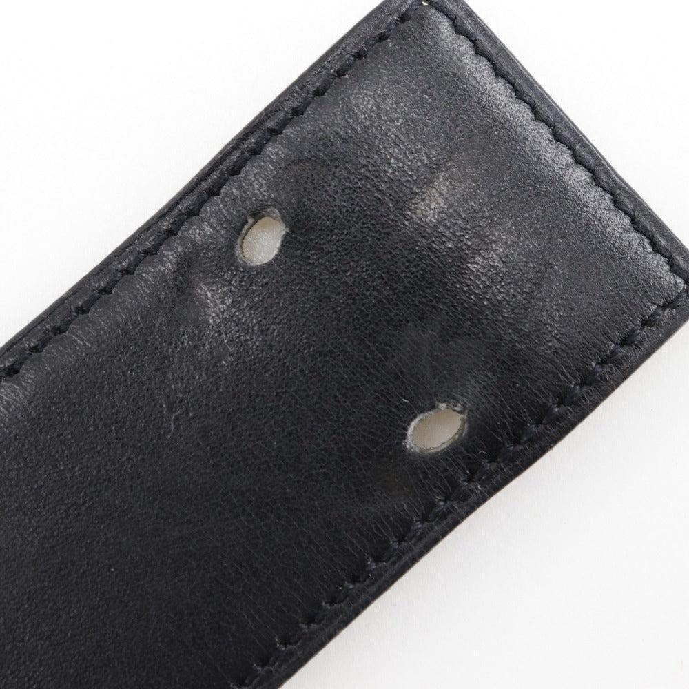 HERMES belt Plated Gold , Calfskin black reversible vintage Chene Dunkle mens 85 Used Authentic
