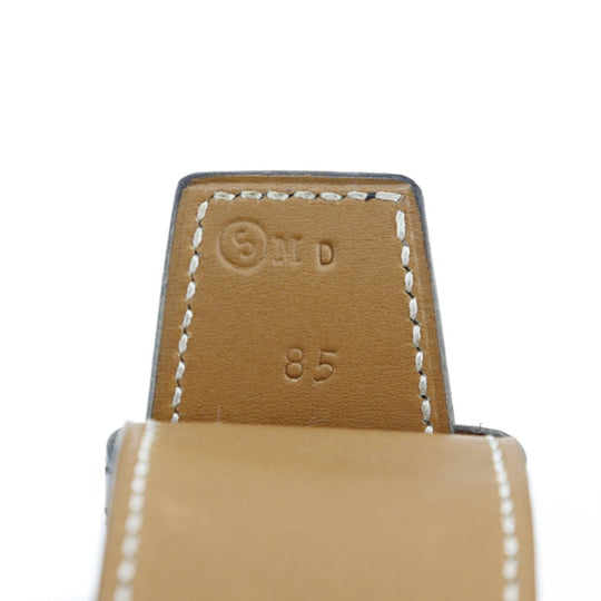 HERMES belt Plated Gold , Calfskin black reversible vintage Chene Dunkle mens 85 Used Authentic