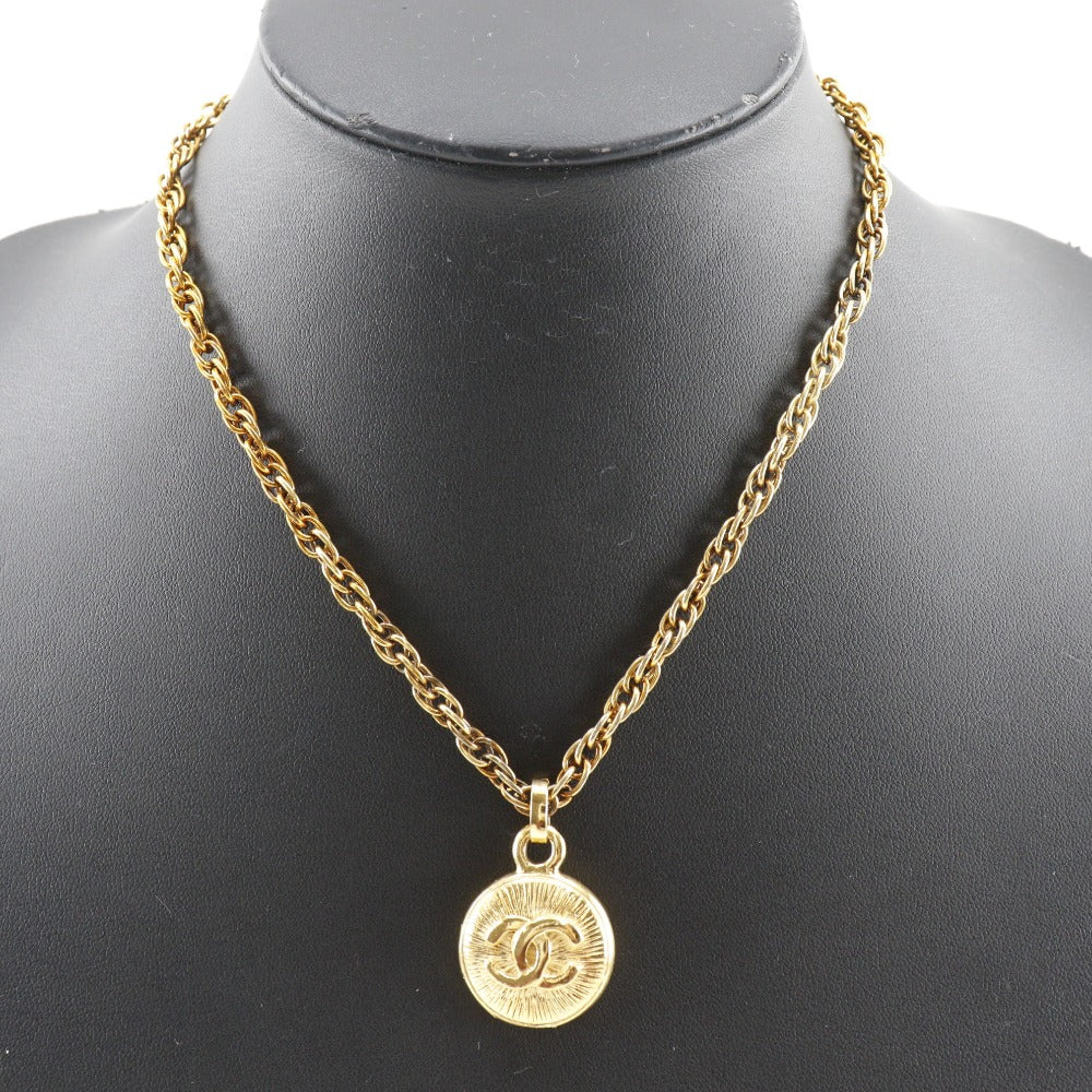 CHANEL Necklace Plated Gold gold vintage COCO Mark Women Used Authentic