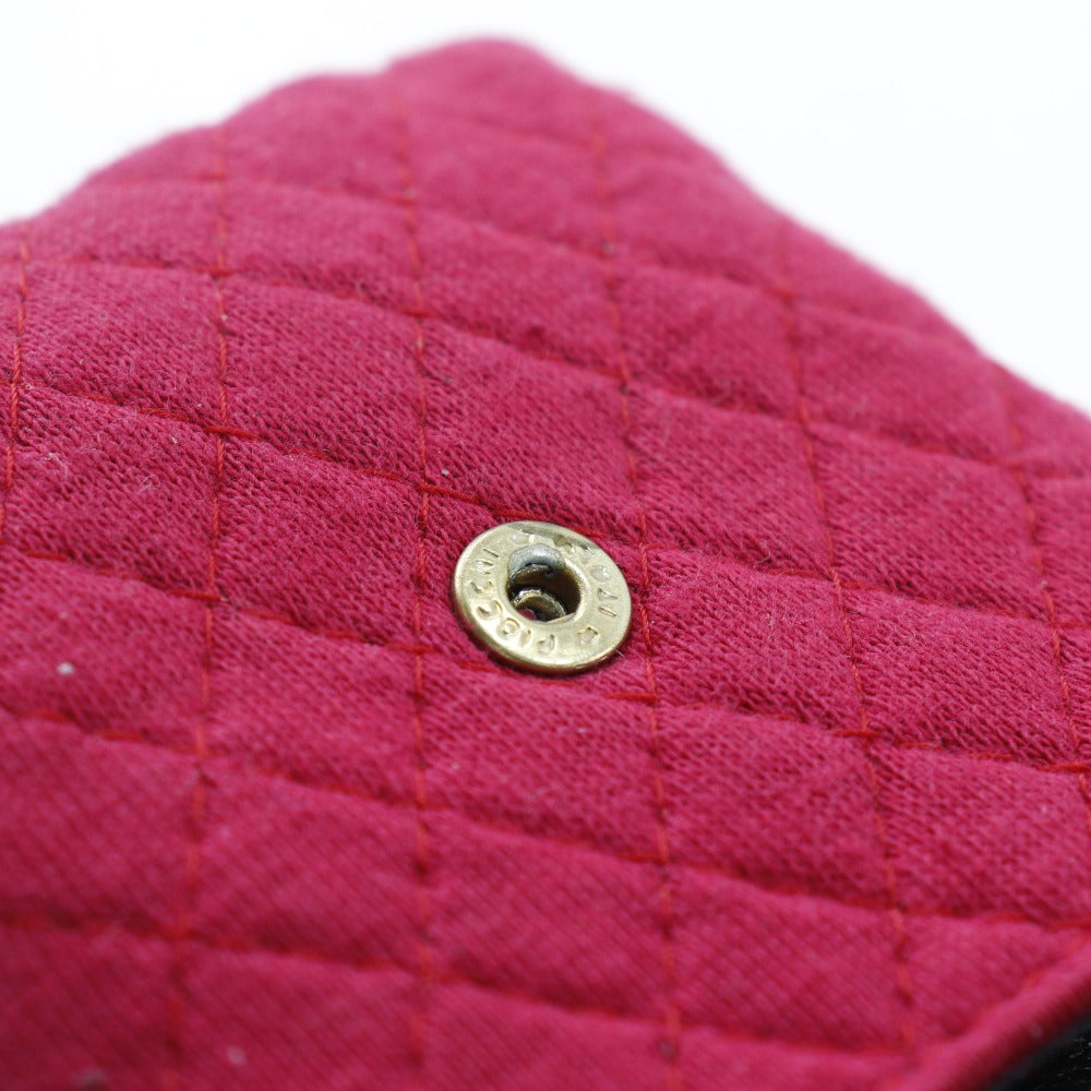 CHANEL Pouch cotton Red micro Chain pouch Women Used Authentic