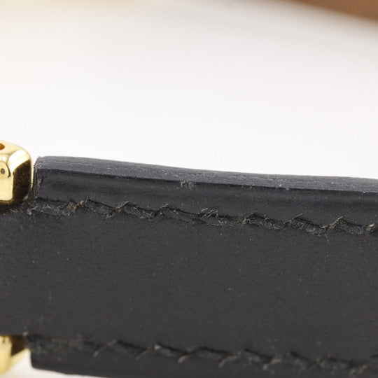 HERMES bracelet Calfskin , Plated Gold black vintage H logo Women Used Authentic