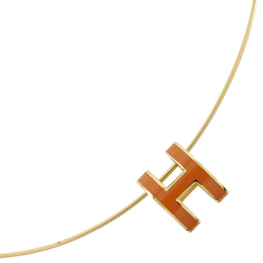 HERMES Necklace Silver925 Gold / orange wire Pop H Women Used Authentic