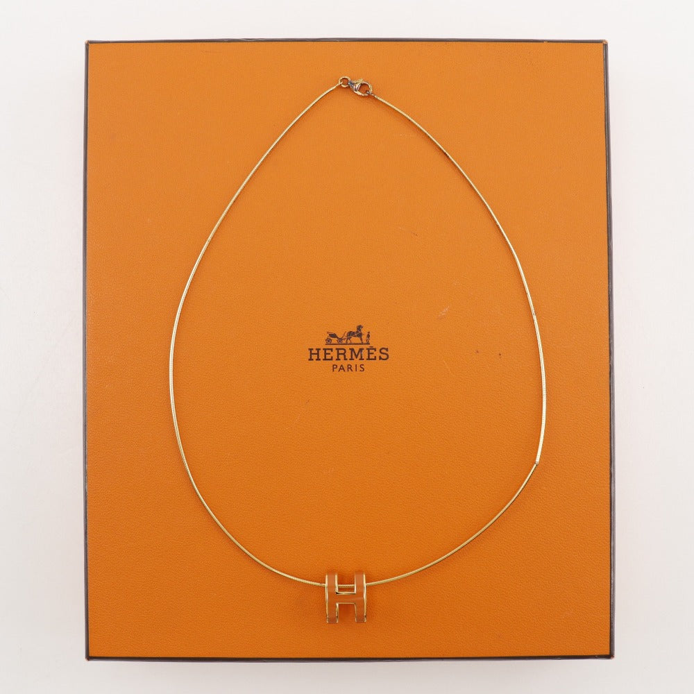 HERMES Necklace Silver925 Gold / orange wire Pop H Women Used Authentic
