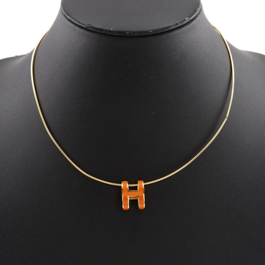 HERMES Necklace Silver925 Gold / orange wire Pop H Women Used Authentic