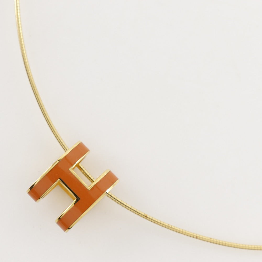 HERMES Necklace Silver925 Gold / orange wire Pop H Women Used Authentic