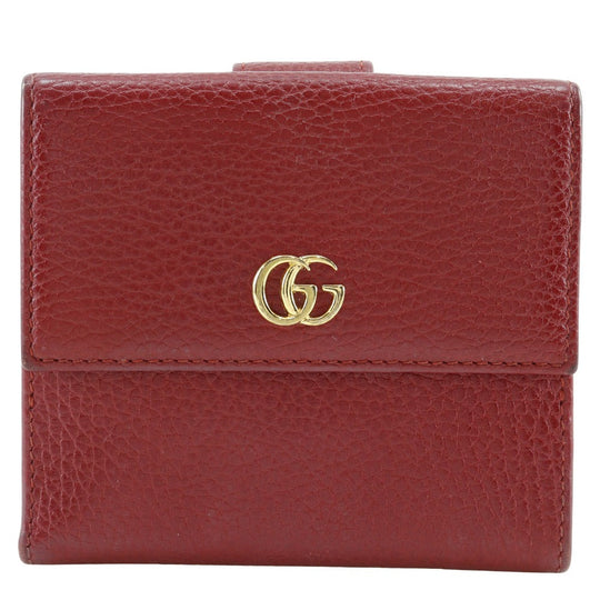 GUCCI Bifold Wallet 456122 leather Red GG Marmont Women Used Authentic