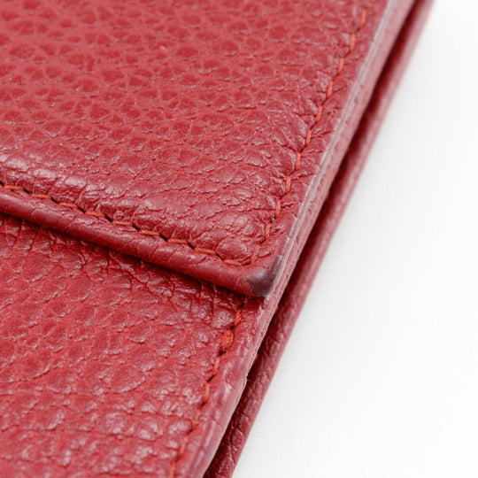 GUCCI Bifold Wallet 456122 leather Red GG Marmont Women Used Authentic
