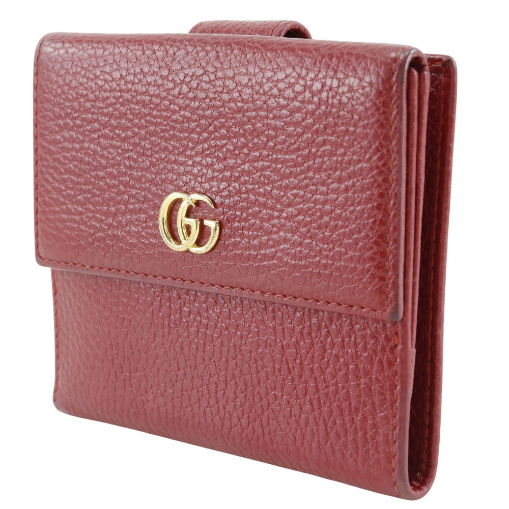 GUCCI Bifold Wallet 456122 leather Red GG Marmont Women Used Authentic