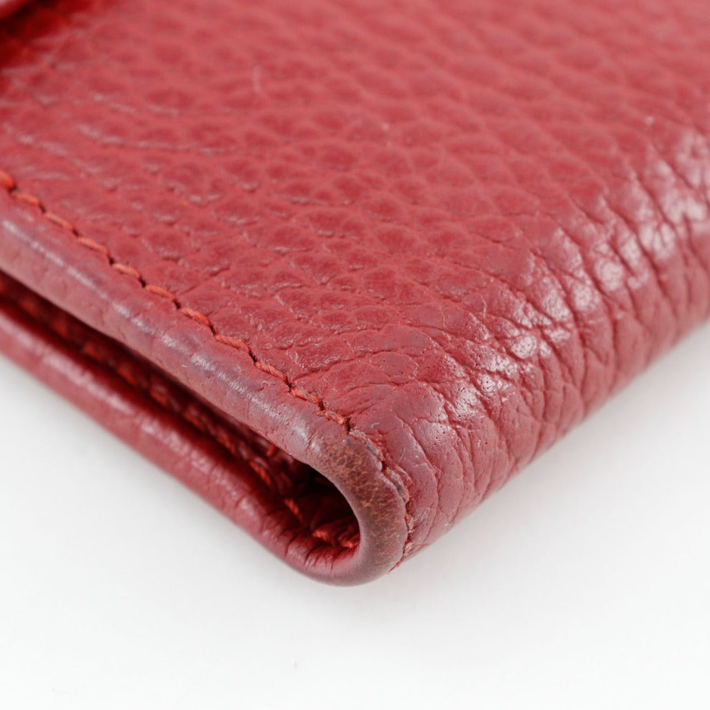GUCCI Bifold Wallet 456122 leather Red GG Marmont Women Used Authentic