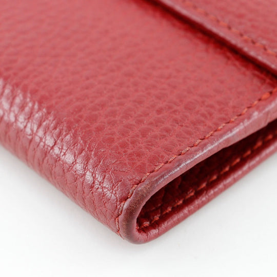 GUCCI Bifold Wallet 456122 leather Red GG Marmont Women Used Authentic