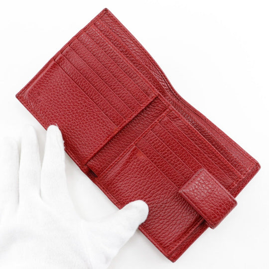 GUCCI Bifold Wallet 456122 leather Red GG Marmont Women Used Authentic