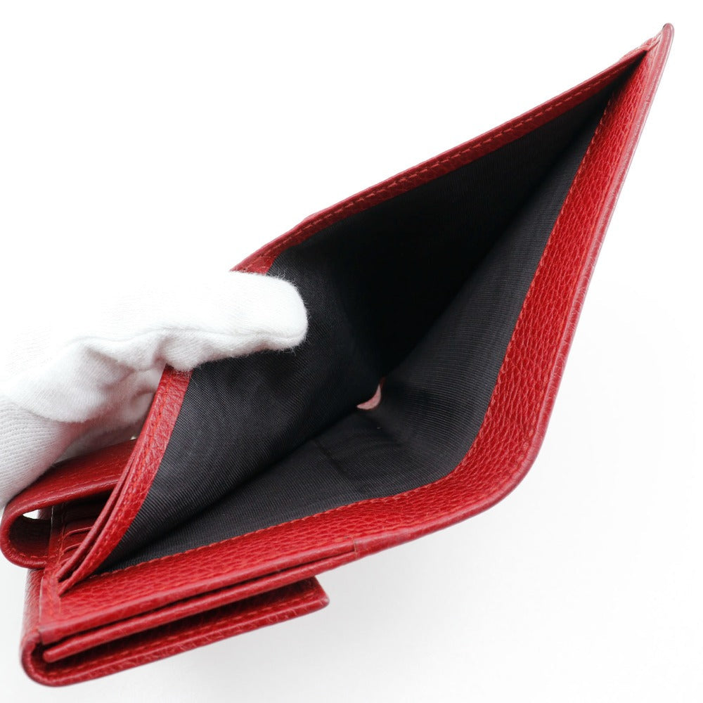 GUCCI Bifold Wallet 456122 leather Red GG Marmont Women Used Authentic