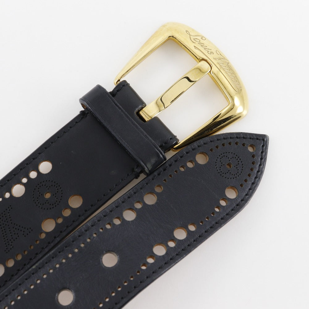 LOUIS VUITTON belt M9679 leather black Nomad Monogram Santur Phoenix mens 90 Used Authentic