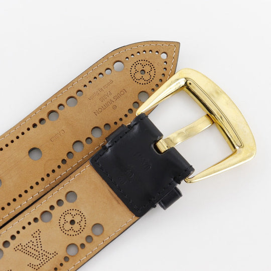 LOUIS VUITTON belt M9679 leather black Nomad Monogram Santur Phoenix mens 90 Used Authentic