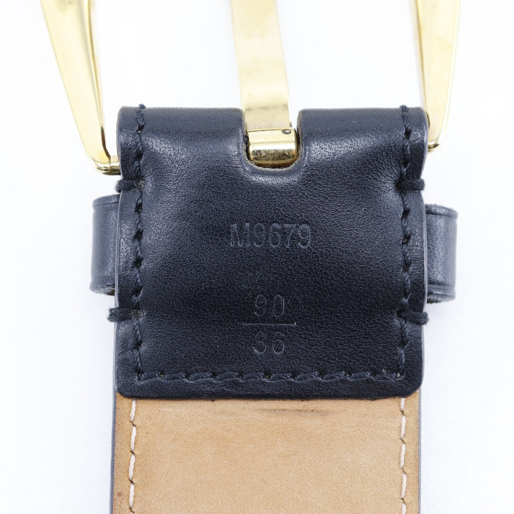 LOUIS VUITTON belt M9679 leather black Nomad Monogram Santur Phoenix mens 90 Used Authentic