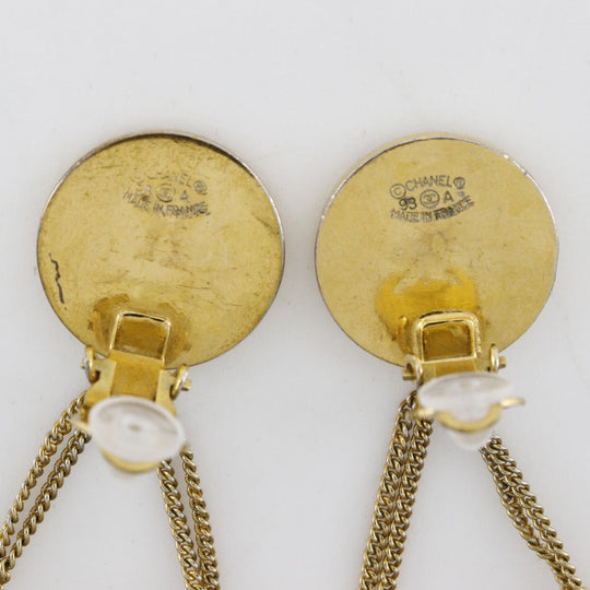 CHANEL Earring Plated Gold gold vintage COCO Mark Matelasse bag motif Women Used Authentic