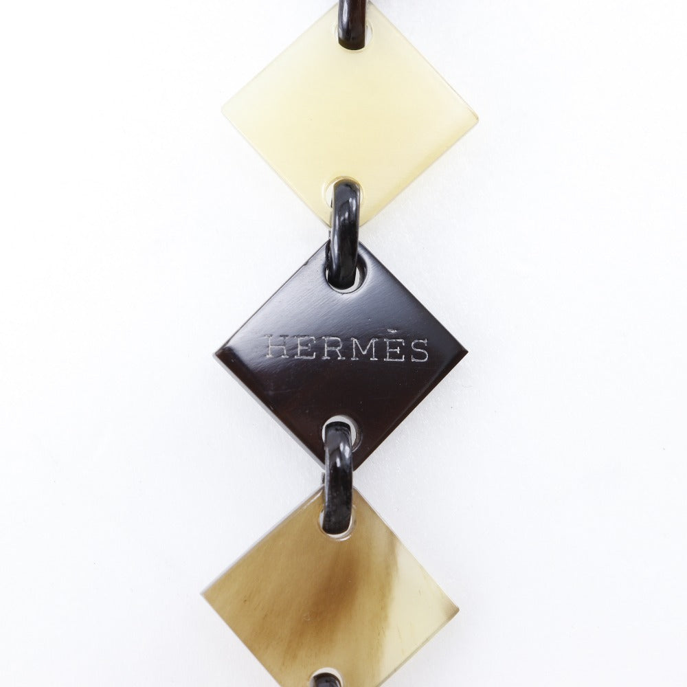 HERMES Necklace Buffalo horn Brown Diva Women Used Authentic