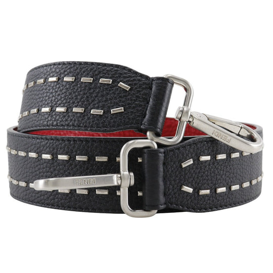 FENDI Shoulder strap leather Black / red Studs Celeria mens(Unisex) Used Authentic