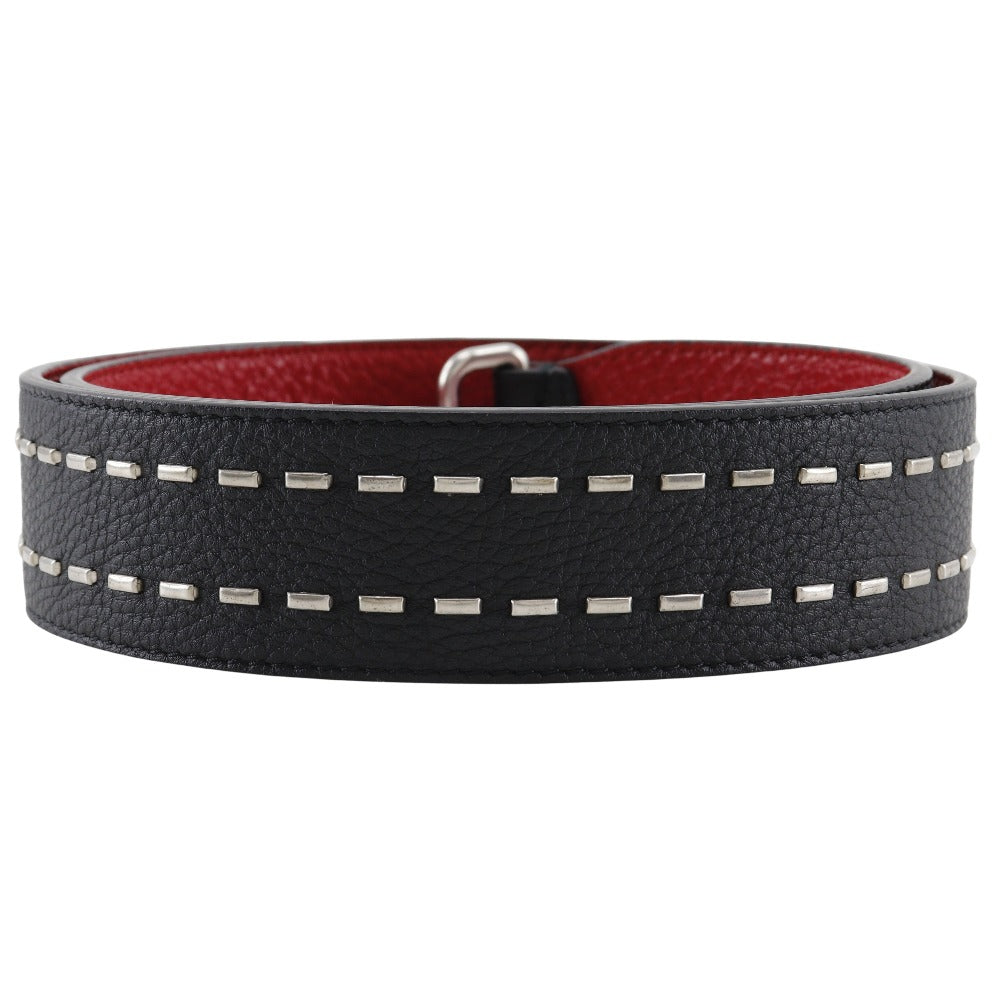 FENDI Shoulder strap leather Black / red Studs Celeria mens(Unisex) Used Authentic