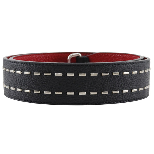 FENDI Shoulder strap leather Black / red Studs Celeria mens(Unisex) Used Authentic