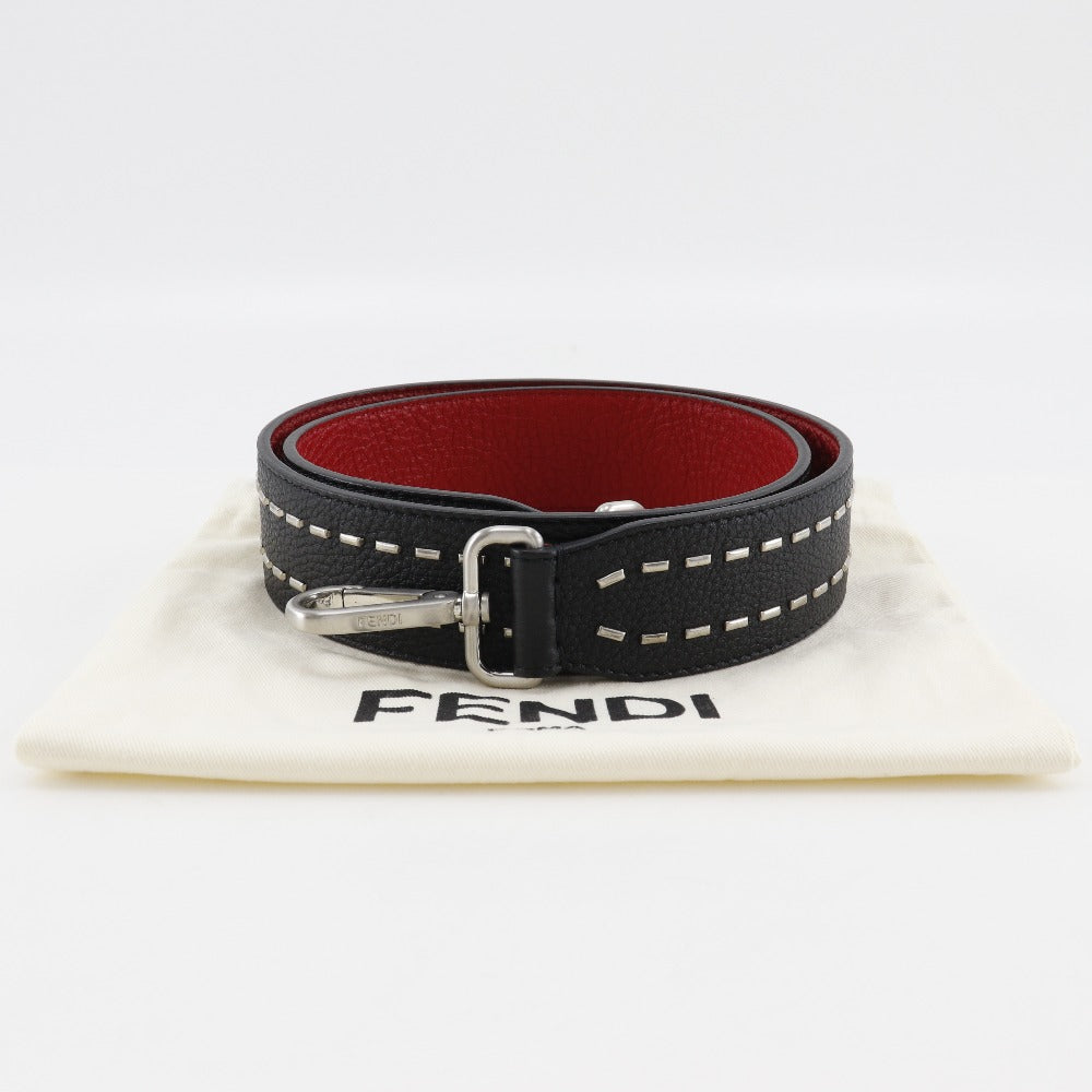 FENDI Shoulder strap leather Black / red Studs Celeria mens(Unisex) Used Authentic