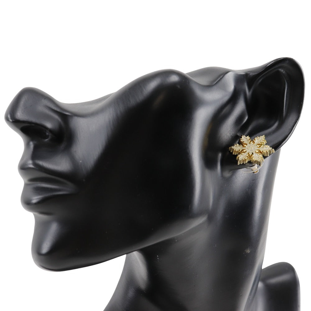 CHANEL Pierce Plated Gold White COCO Mark Crystal of snow Women Used Authentic
