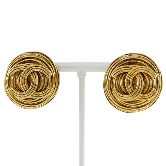 CHANEL Earring Plated Gold gold vintage COCO Mark Women Used Authentic