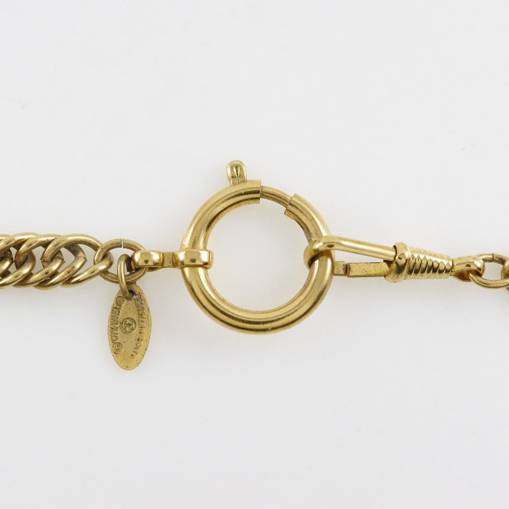 CHANEL Necklace Plated Gold gold long Chain Women Used Authentic