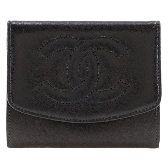 CHANEL Coin case lambskin black vintage COCO Mark Women Used Authentic