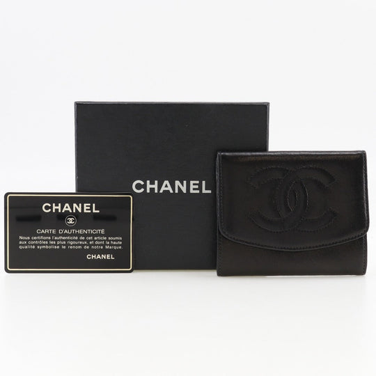CHANEL Coin case lambskin black vintage COCO Mark Women Used Authentic