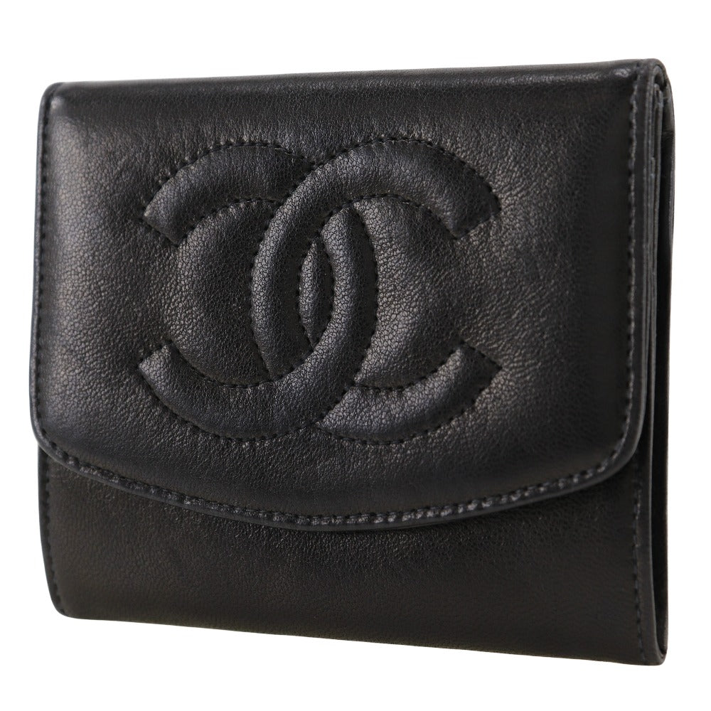 CHANEL Coin case lambskin black vintage COCO Mark Women Used Authentic