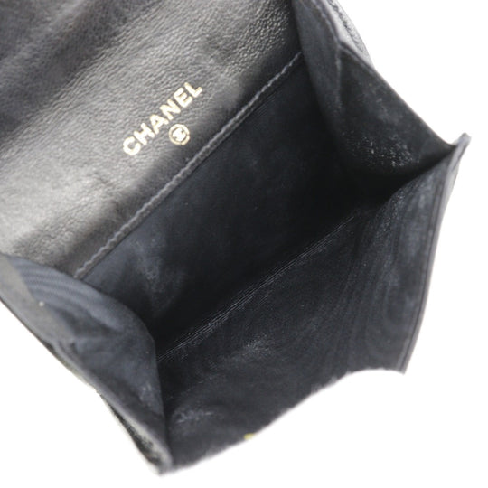 CHANEL Coin case lambskin black vintage COCO Mark Women Used Authentic
