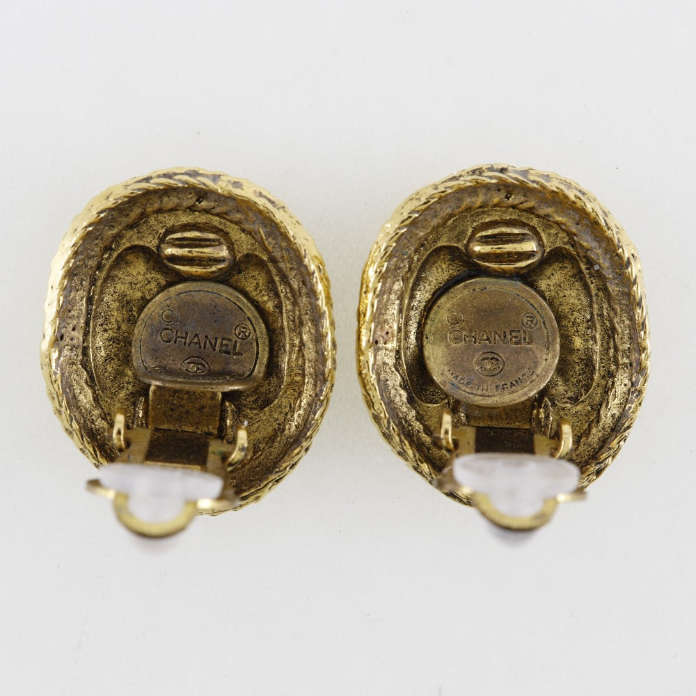 CHANEL Earring Plated Gold gold vintage COCO Mark Women Used Authentic