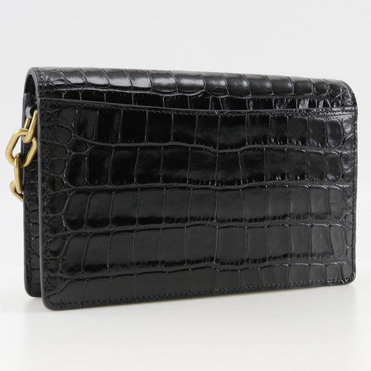 BALENCIAGA Shoulder Bag Embossed leather black 2-way clutch Mini Shoulder Women Used Authentic