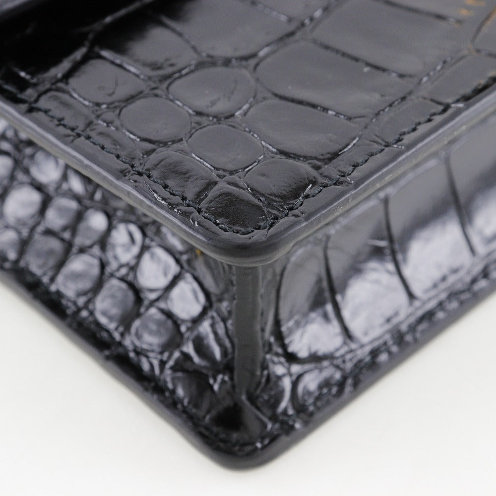 BALENCIAGA Shoulder Bag Embossed leather black 2-way clutch Mini Shoulder Women Used Authentic