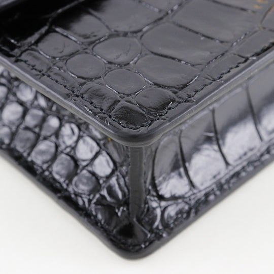 BALENCIAGA Shoulder Bag Embossed leather black 2-way clutch Mini Shoulder Women Used Authentic